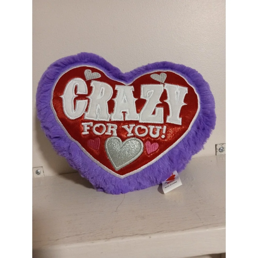 Kipp Brothers Purple Faux Fur Heart Plush Pillow Crazy For You Red Metallic 2018